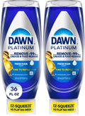 Dawn Platinum EZ-Squeeze Dish Soap, Dishwashing Liquid, Fresh Rain, 2x18oz Bundle