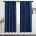 RYB HOME Blackout Curtains Pair - Countryside Portable Drapes with Rod Pocket Hanging Light Block Privacy Wall Panels for Foyer Entryway Bathroom Bedroom, W 42 x L 72 in, Navy Blue, 2 Pcs
