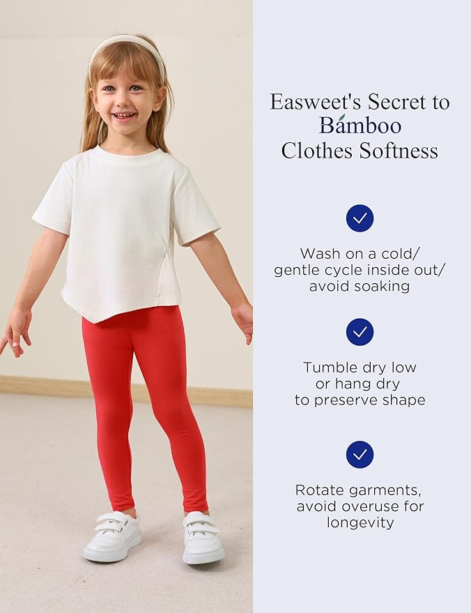 Toddler Girls Leggings 2-Pack Bamboo Viscose Little Girls Casual Stretch Pants