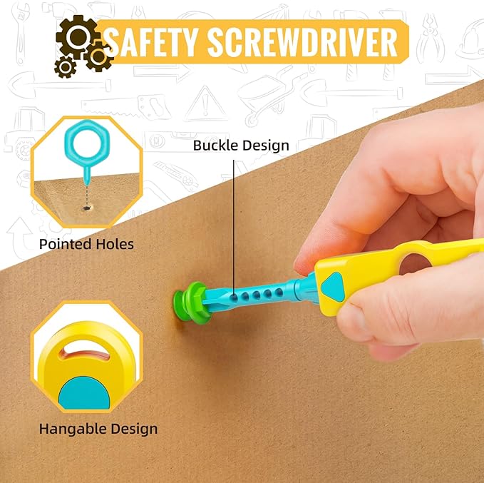 SpringFlower Cardboard Cutter for Kids, 129 PCS Cardboard Tools for Kids, STEM Educational Construction Kit Toys for Boys Girls, DIY Safe Cutting Creative Craft Kit, Gift Birthday for Boys Girls
