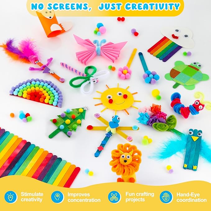 Zefy 3200+ Pcs Arts and Crafts Supplies for Kids, All in One Craft Kits with 12 Crafts Design, DIY School Supplies Kit Craft Box for Girls Boys Ages 4-12