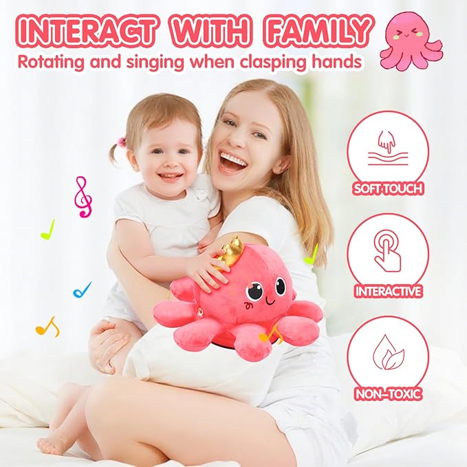 Baby Crawling & Walking Toys 6-12 Months Musical Octopus Plush Light up Stuffed Animal Dancing 1 Year Old Girl Gifts Music Sensory Walking Toy 0-6 7 8 9 Months Learning Newborn Baby Girl Birthday Gift