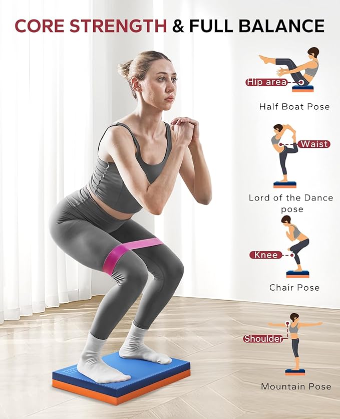 HAPBEAR Exercise Balance Pad - 15"x12" Non-Slip Textured Bottom Stability Training Mat - 2.25" Thick Soft Cushioned Foam for Physical Therapy, Core Training & Home Workouts