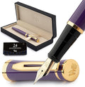 Wordsworth & Black Fountain Pen Set, Medium Nib, Includes 24 Ink Cartridges and Ink Refill Converter, Gift Case, Journaling, Calligraphy, Smooth Writing Pens [Velvet Purple] Perfect for Men and Women