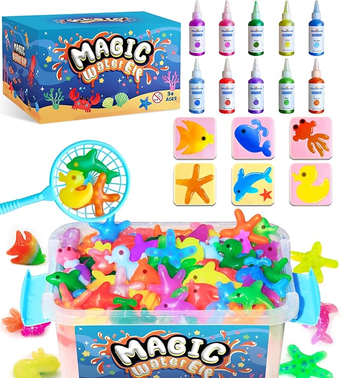 Magic Water Elf Toy Kit - Aqua Art Water Fairy Gel Kit for Kids - 10 Colors Magic Gel Water Pets - DIY Squishy Maker Set - Make Your Own Squishies Toy Crafts Party Favor for Boys & Girls Ages 6-12