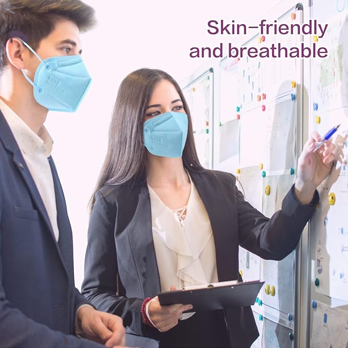 Miuphro KN95 Face Mask 50 Pack, Disposable Respirator Masks, 5 Layer Design Safety Mask for Protection, Ideal for Men and Women (Blue)