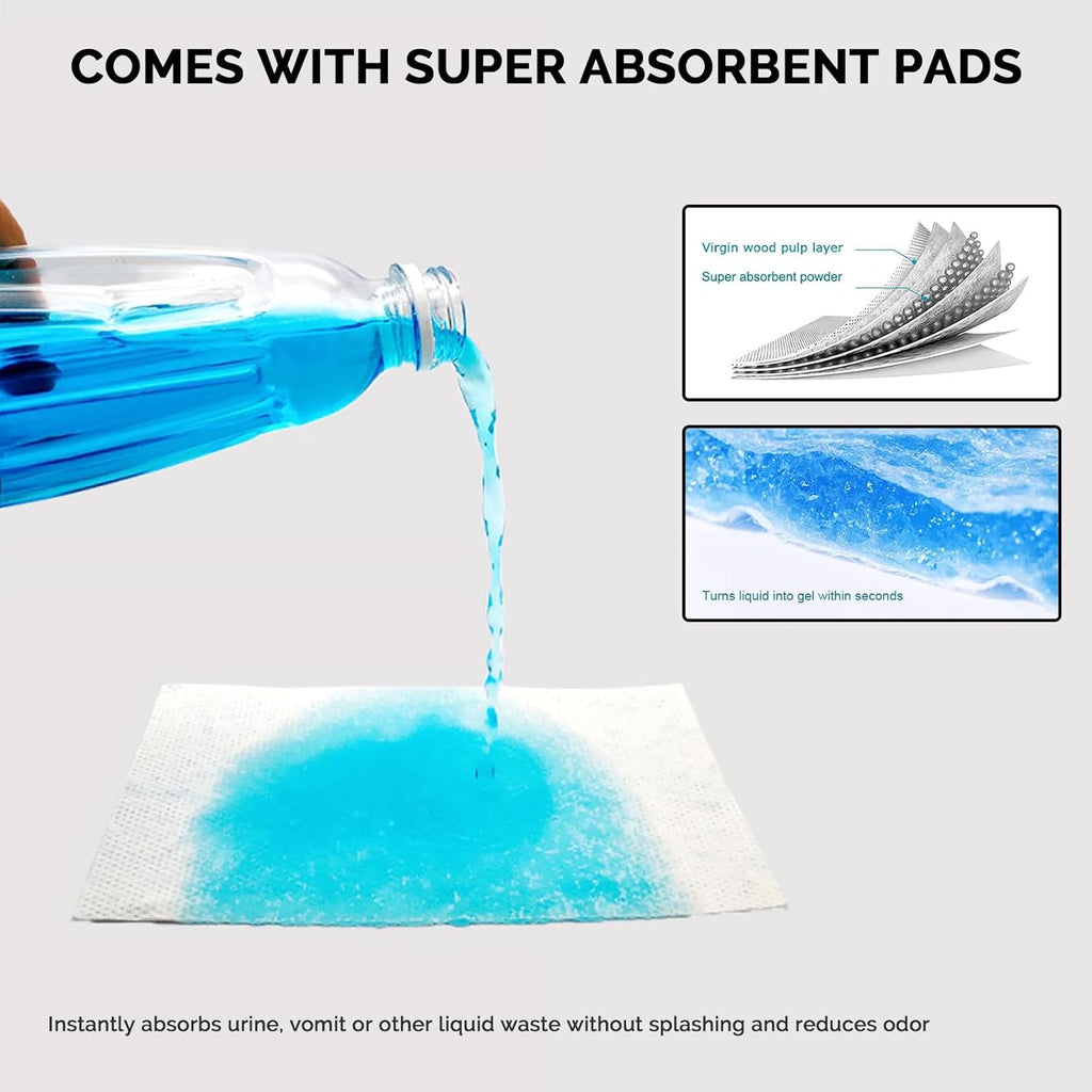 Commode Liners with Absorbent Pads - 60 Pack Disposable Potty Liners for Portable Potty Chair, Large Strong Bags for Camping or Portable Toilet with Gel - Fit All Standard Commode Chair Bucket