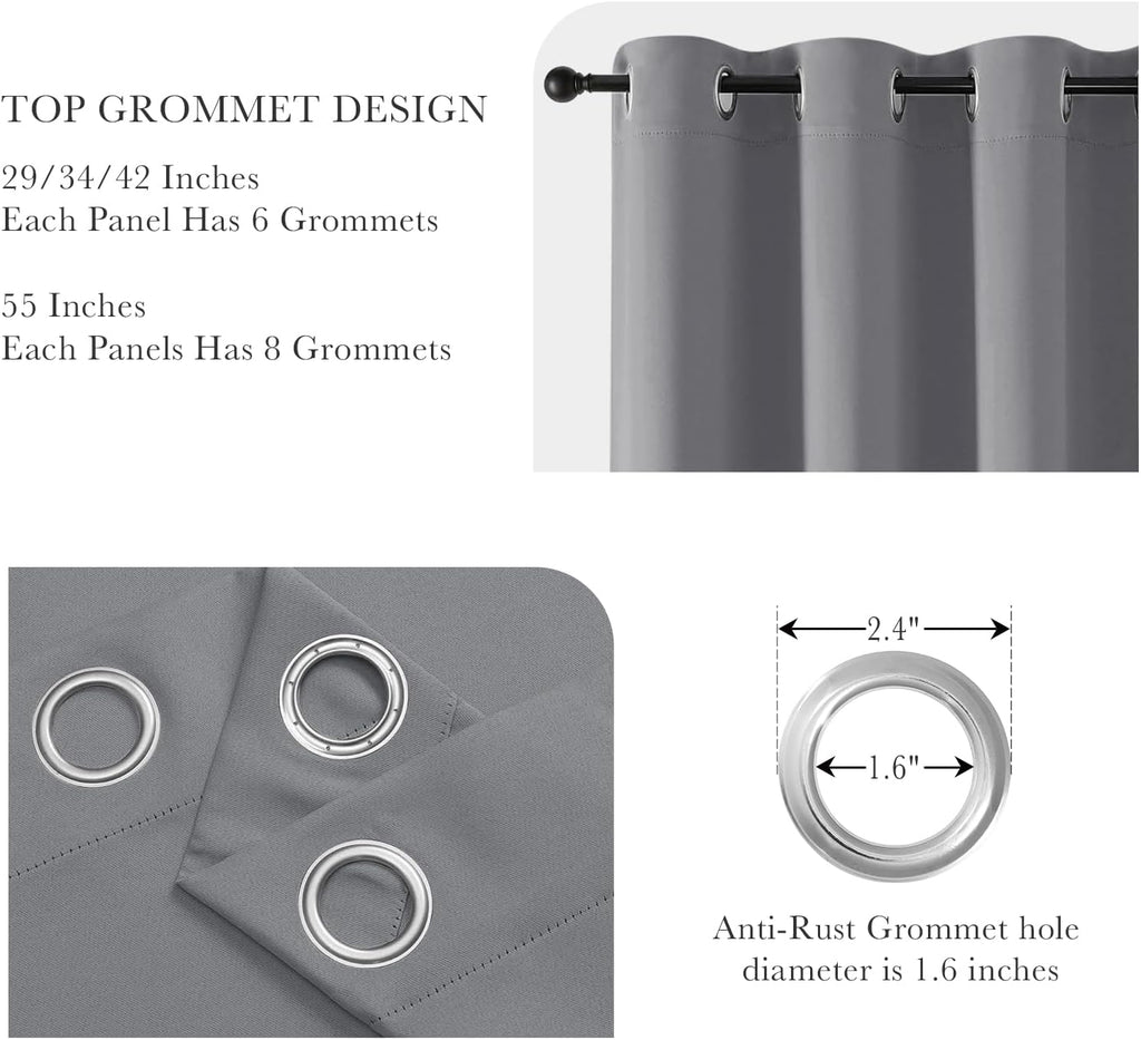 PONY DANCE Sliver Grey Curtains for Living Room - Grommet Thermal Insulated Room Darking Curtain for Bedroom, Set of 2 Panels, 42 x 72 inch