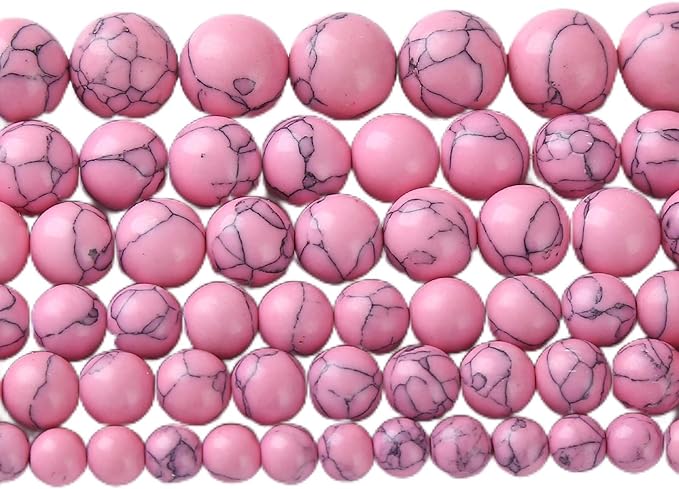 90pcs 4mm Pink Turquoise Beads Natural Stone Round Loose Spacer Beads for Jewelry Making DIY Bracelet Necklace 1 Strand 15.5inch