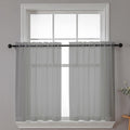 Chyhomenyc Sheer Window Curtains Tier 2 Pieces Set, 36 inch Length, Short Dining Curtains Window Treatment for Small Windows/Bathroom/Cafe/Living Room, Rod Pocket, Charcoal Grey