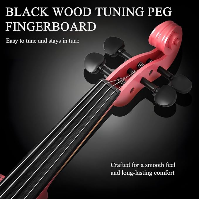 1/2 Beginner Violin Set,Complete Violin Kit with Case, Bow, Rosin, Pink