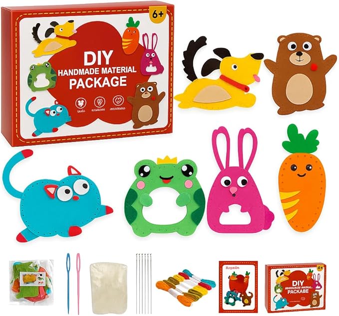 TwiggleStuff Sewing Kits for Kids, Doll Sewing Toys, 6Pcs Easy DIY Sewing Kit for Girls and Boys (1 Set)