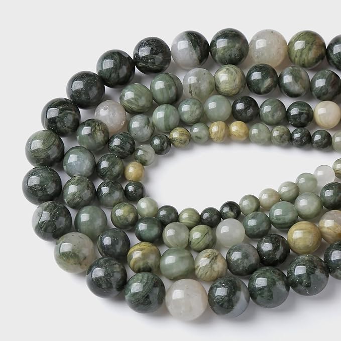 90pcs 4mm Natural Green Hair Quartz Stone Beads for Jewelry Making DIY Bracelet Necklace Accessories 15" Energy Healing Power Round Stone Beads(4mm, Green Hair Quartz)
