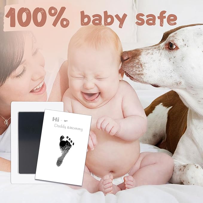 Inkless Baby Hand and Footprint Kit,Clean-Touch Ink Pad Kit,Safe No Mess Printing Infant Hand Foot Stamp,2 Pack Newborn Inkless Print Pads Best Keepsake or Gifts for Family