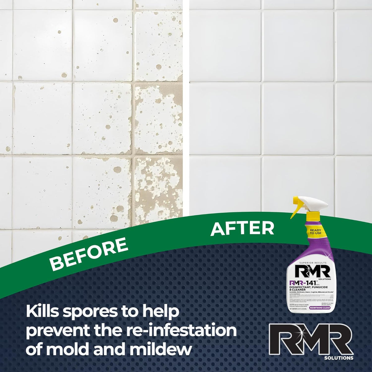 RMR-141 EPA Registered Mold and Mildew Killer, Eliminates Odors, Removes Mold, Mildew, Bacteria, and Viruses, 2-Pack of 32-Ounce Bottles
