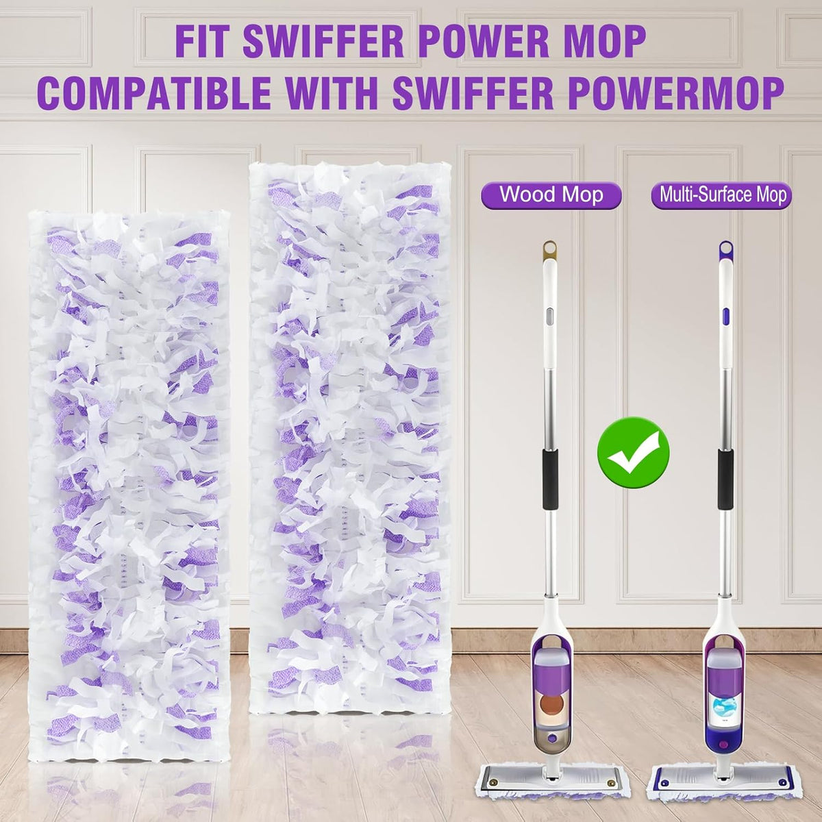 40 Pack Power Mop Refills for Swiffer Power Mop，Unscented&Thickened Multi-Surface and Wood Spray Mops for Floor Cleaning