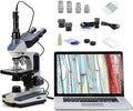 SWIFT Trinocular Compound Microscope SW350T,40X-2500X Magnification,Siedentopf Head,Research-Grade,Two-Layer Mechanical Stage,1.3mp Camera and Software Windows and Mac Compatible