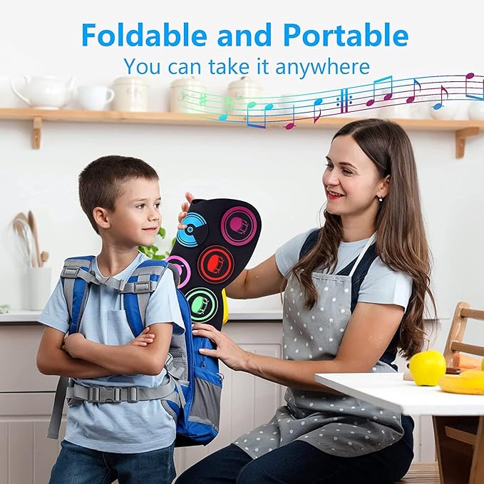 9-Pads Electronic Drum Set with Headphone Jack Speaker Drumsticks & Pedals, Holiday Gifts for Kids