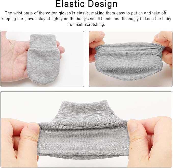 BQUBO 6 Pairs Newborn Baby Boys Girls Mittens 0-6 Months Unisex-Baby Infant Mittens Elastic No Scratch Wrist Gloves