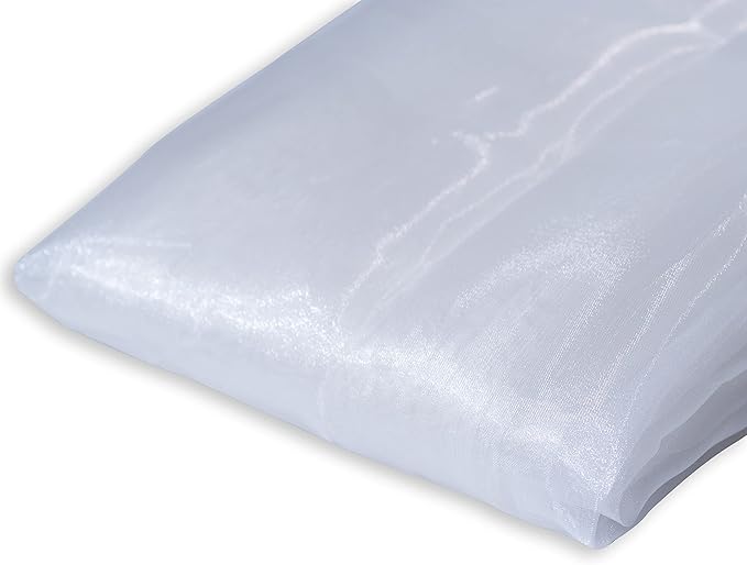 Fynite White Organza Fabric by The Yard | 10 Yard Long | 44" Wide | Bridal Soft Sheer Organza Tulle for DIY Wedding Dress Fashion Craft Decorations