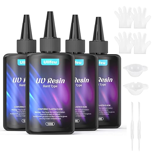 UV Resin 400g Bulk No Odor Upgrade Clear UV Epoxy Resin Hard Fast Cure Resin Kit Jewelry Making Handmade DIY Craft Decoration Coating