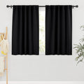 RYB HOME Blackout Curtains Pair - Solid Country Window Decorating Panels Light Block Drapes for Bedroom Kitchen Office Privacy Curtains for Gift, Wide 42 x Long 54 inch, Black, Set of 2
