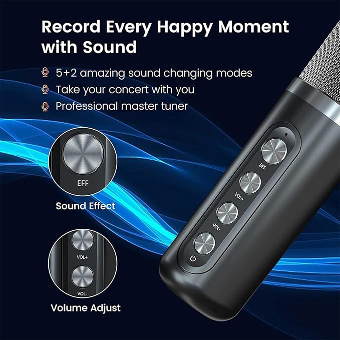 Karaoke Machine for Adults and Kids, Portable Bluetooth Karaoke Speaker with 2 Wireless Microphones for TV, Singing Karaoke for Home Party, Great Gifts for Boys and Girls