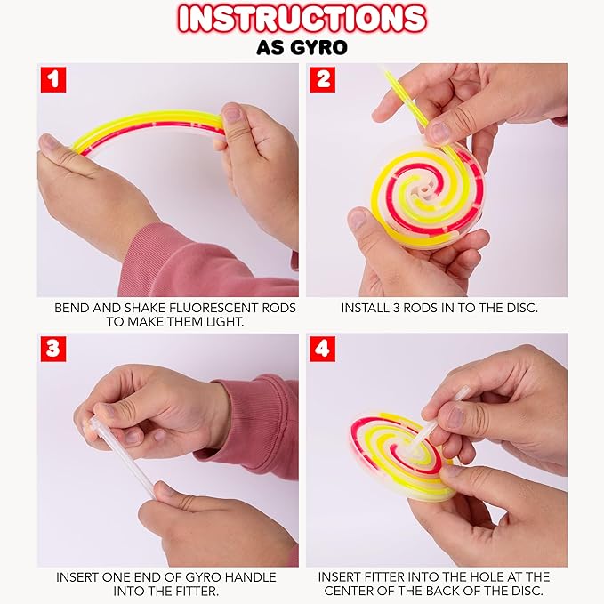ArtCreativity Lollipop Glow Sticks for Kids - Set of 12 Spinner Light Up Sticks - Halloween Glow Stick Light Up Party Favors - Glow in The Dark Accessories