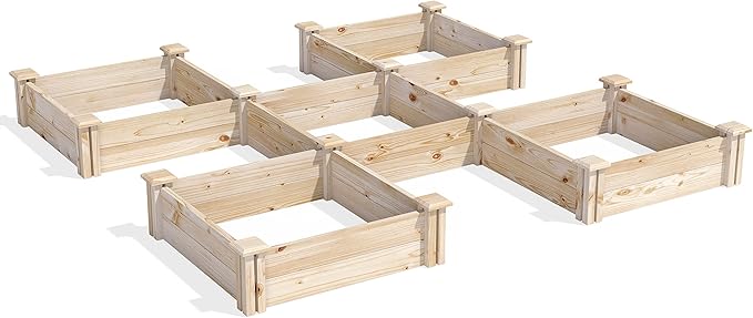 Greenes Fence Original Pine Raised Garden Bed, X Shape, 6' x 6' x 7" - Made in USA with American Pine