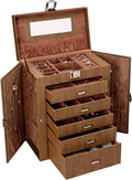 6 Tier Jewelry Box, Jewelry Case with 5 Drawers, Large Storage Capacity, with Mirror, Lockable, Jewelry Storage Organizer, Gift for Loved Ones
