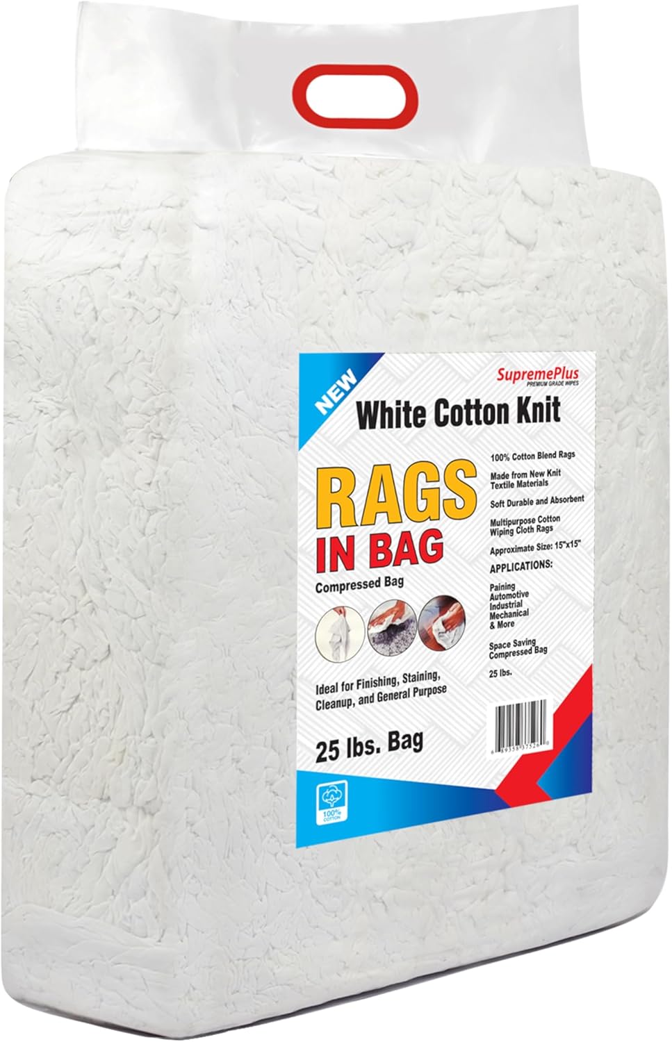Premium White T-Shirt Cleaning Rags (50 lbs. Bag of Rags) – White Cotton Rag for Cleaning, Staining, Painting, Oil, Grease & Dust Removal – Shop Rags Bulk