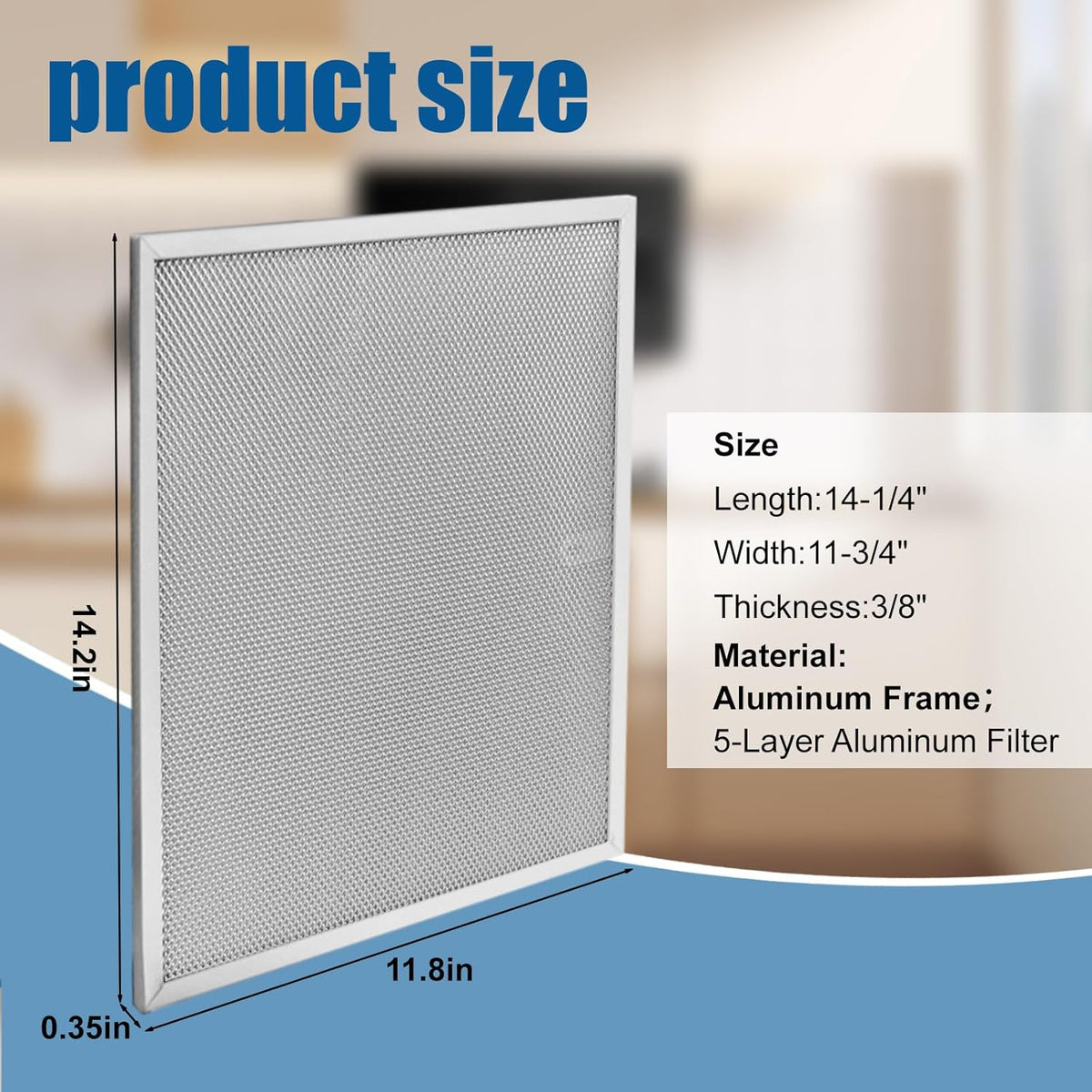 Allure Range Hood Filter Replacement 14.2" x 11.8" BPS1FA30 With 5-Layer Aluminum Mesh Fit for Broan. Nutone vent filter for Kitchen Overhead Exhaust Fan Blocks Grease & Filters Oven Air (2PIC)ENKTIK