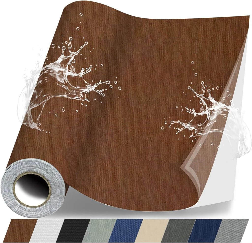 Fabric Repair Patches, 17X79 Inch Canvas Self-Adhesive Fabric Patches Tape Durable, DIY Large Canvas Repair for Sofa, Couches, Furniture, Chair, Clothing （17X79 Inch, Brown）