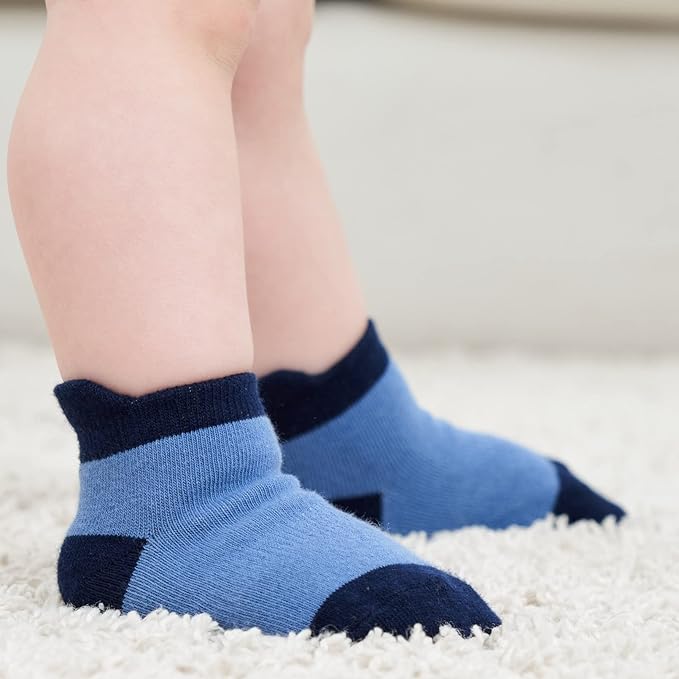Zaples Baby Non Slip Grip Ankle Socks with Non Skid Soles for Infants Toddlers Kids Boys Girls