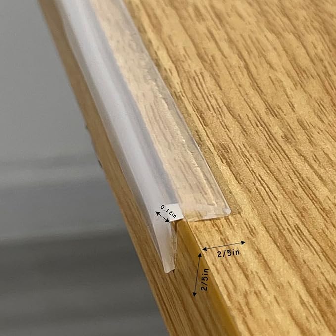 Edge Protector 100% Silicone, Baby Proofing Corners Clear Guards, Pre-Tape Adhesive Soft for Kids Safety, Child Table Cabinets Furniture Bumper (2/5x2/5 in (Thin Width), 12 FT)