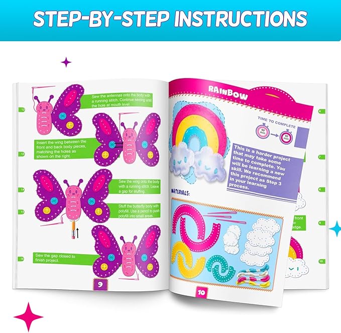 CRAFTSBEE Magical Unicorn Sewing Kit for Girls 7+ - Create 5 Adorable Felt Animals & a Cozy Pillow - Fun, Easy, and Educational DIY Craft