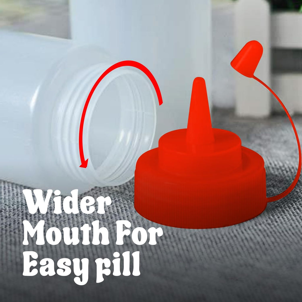 Norcalway 24 oz Condiment Squeeze Bottles for Sauces - Leak Proof - 4 Pack (XL)