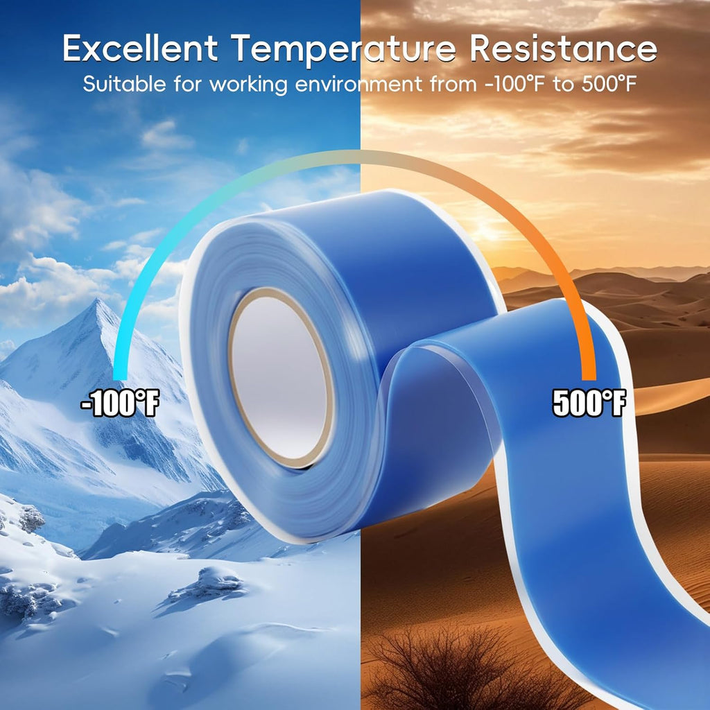 Self Fusing Silicone Tape 4 Rolls 1 in x 10' Blue Waterproof Rescue Tape Rubber Leak Silicone Self-amalgamating Tape for Plumbing, Sealing Pipes, Hose Repair, Outdoor Coax and Tool Fixation