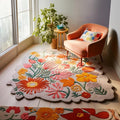 Handmade Wool Floral Area Rug for Living Room | Elegant Flower Garden Design, Soft, Thick and Durable | Bedroom, Dining Room & Home Decor Carpet (5' Round, Floral C)