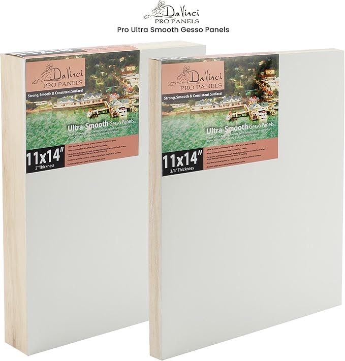Da Vinci Pro Ultra Smooth Wood Canvas Gesso Board - 3/4" Deep, 5x7 Single White Acrylic Polymer Gesso Panels for Painting Fine Portraits and Ultra Fine Detail Illustrations and Artwork