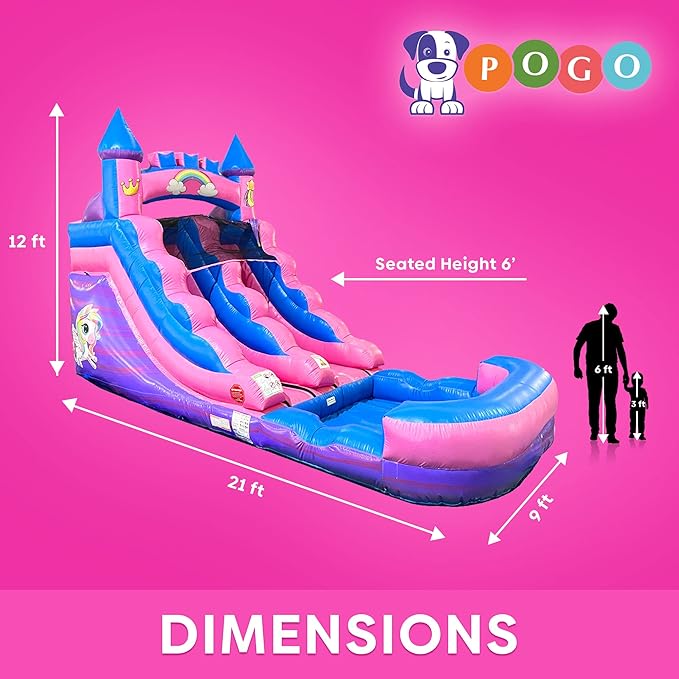 Inflatable Water Slides for Kids - Backyard Inflatable Water Slides with Splash Pool - Pink Unicorn Slide Complete with Blower, and Stakes - 21' x 9' - 12' Tall Slide