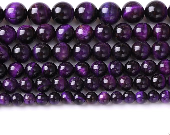 4mm 90pcs A+ Natural Purple Tiger Eye Stone Beads Round Spacer Loose Beads for Jewelry Making DIY Bracelet Necklace 15" Inch (Purple Tiger Eye Stone, 4mm)
