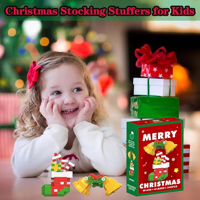 Christmas Bells and Boot Building Blocks Set Compatible with Lego Advent Calendar 2025 Stacking New Toys Holiday Present Box New Year Xmas Gifts for Kids for Boys & Girls and Adults