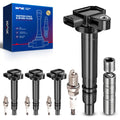 KAX OEM Performance Set of 4 Ignition Coil Pack & Iridium Spark Plugs w/Tool Compatible with Toyota Tacoma 2000-2004 2.4L, 2.7L,