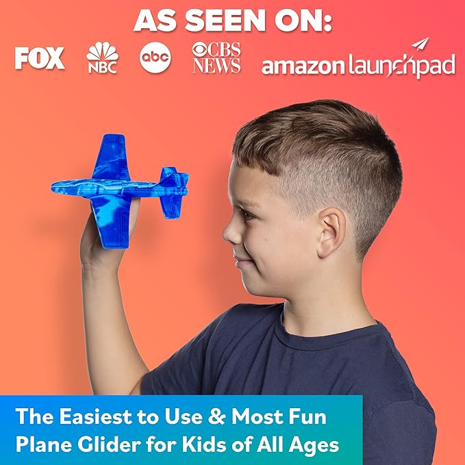 Airplane Toy Foam Airplanes for Kids - Best Stocking Stuffers for Boys & Girls - Easy Throwing Air Planes - Gift Idea Toy Games - Styrofoam Plane Glider - Great Gifts for Ages 4 5 6 7 8 9+ Year Old