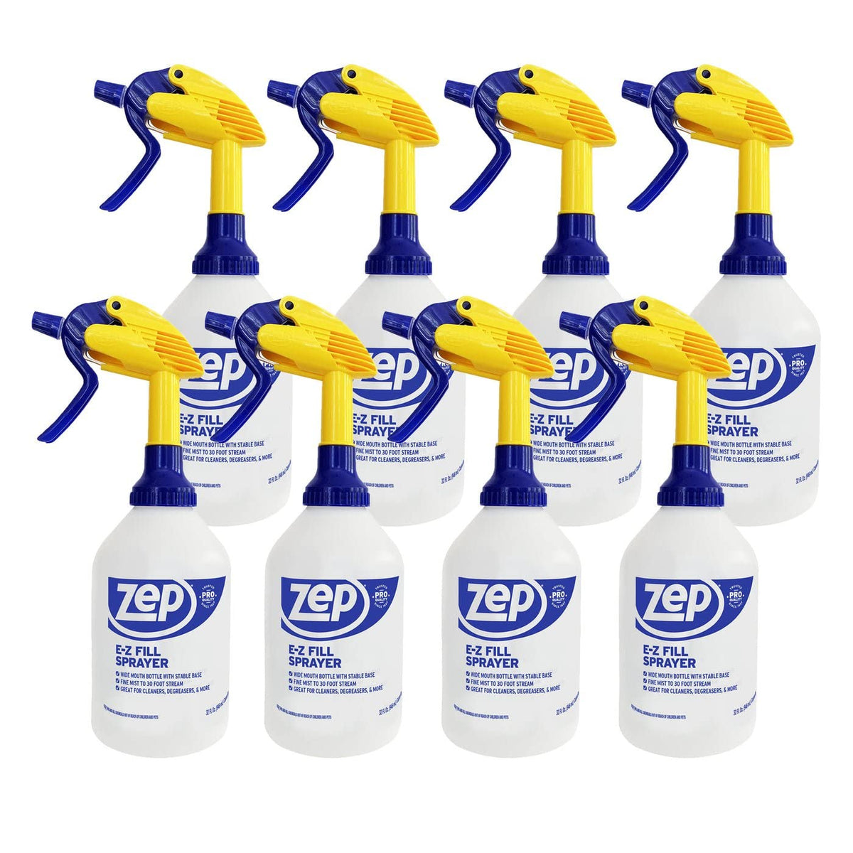 Zep E-Z Fill Professional Sprayer - 32 Ounce (Case of 8) - U43008 - Wide Mouth Spray Bottle for Easy Pouring, High Output, Great for Cleaners, Degreasers and More!