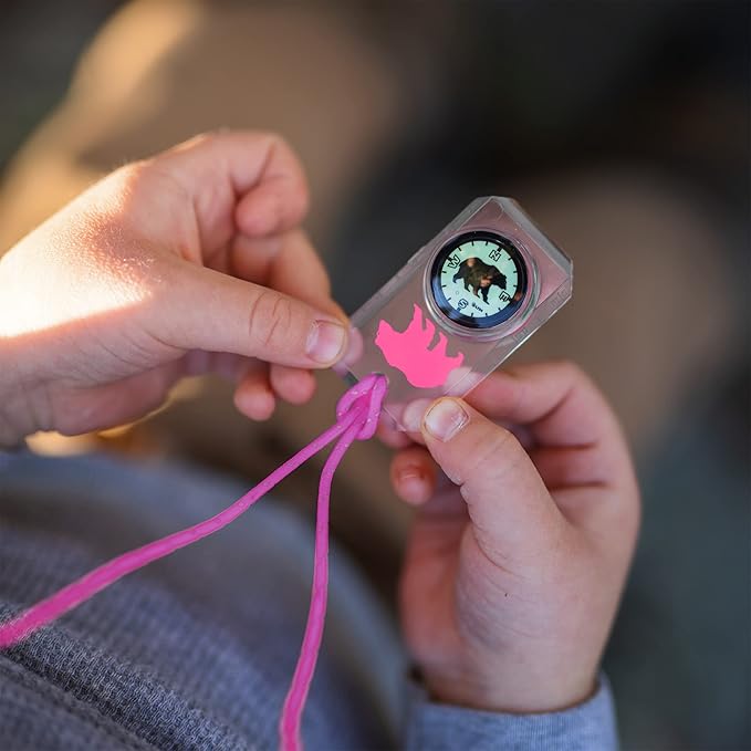 Big Discoveries Wildlife Compass for Kids - Children's Compasses for Camping, Hiking, and Exploring | Break-Away Neon Lanyard