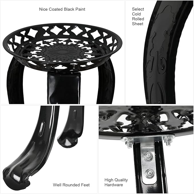 Ufine 2 Tier Metal Plant Stand Indoor Outdoor Iron Art Flower Pot Holder Tall Plant Display Rack for Corner Porch 2-Pack, Black