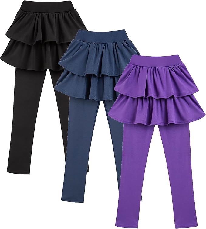 Girls School Uniform Pants Leggings with Skirts Stretch Warm Jegging 4-12 Years