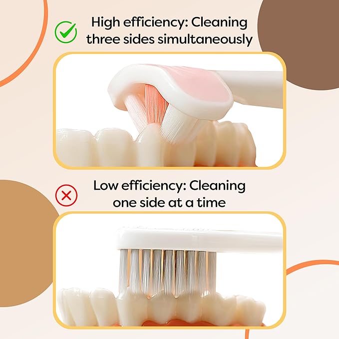 Trueocity Extra Soft Toddler Toothbrush, Toddler Toothbrushes 1-2 2-4, Toothhugger High Efficient 3 Sides Baby Toothbrush 12 Months and Up, Infant Training Brush, 10,000 Ultra-Soft bristles (Apricot)